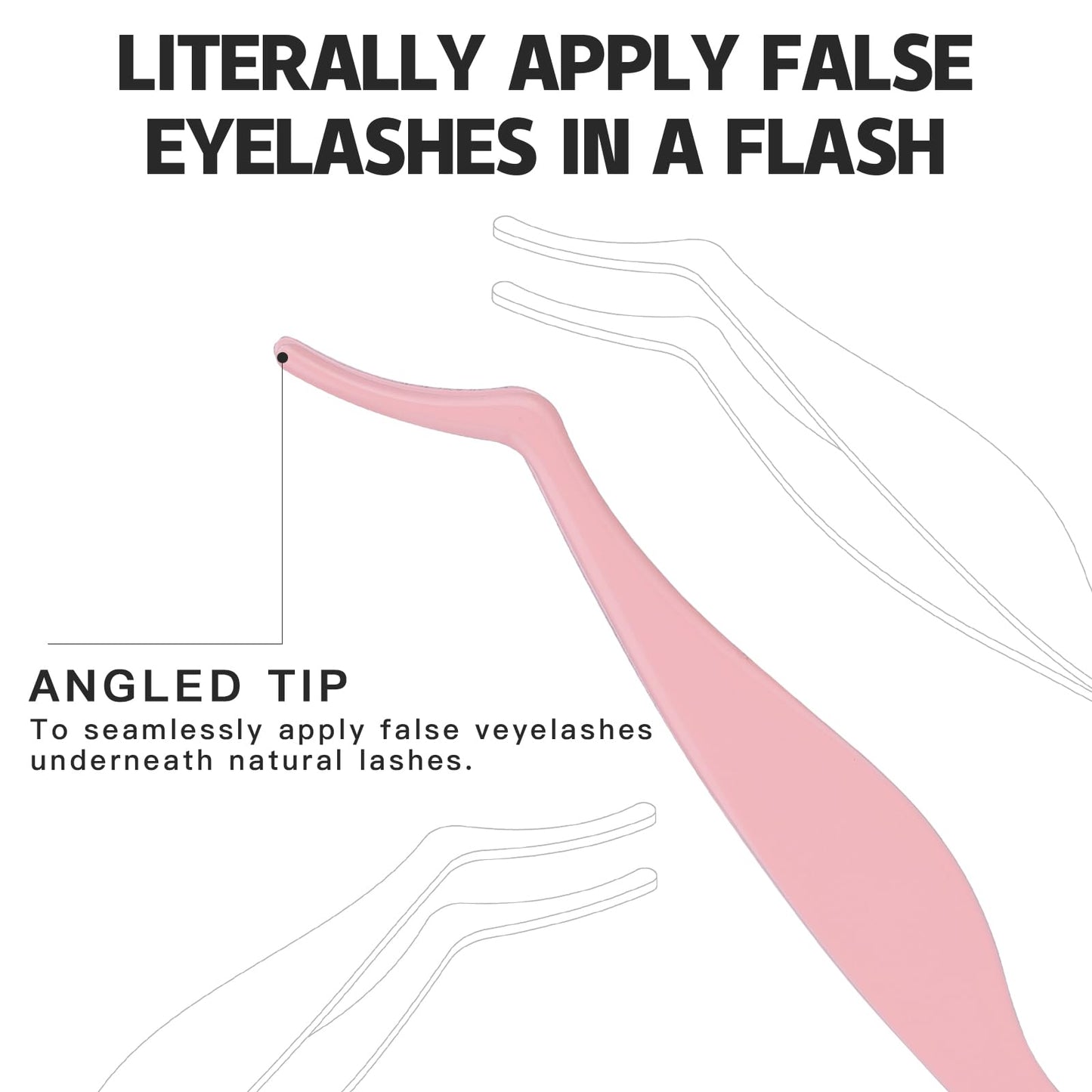 Pretty memory Eyelash Applicator Tool DIY False Curved Eyelash Extension Tweezer for Volume Lashes Application and Removal, Pink