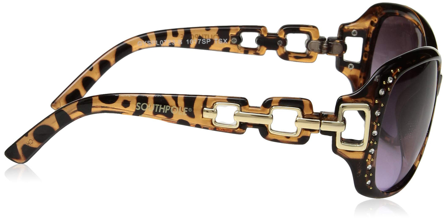 Southpole 1017SP Stylish Rhinestone UV Protective Rectangular Sunglasses for Women. Trendy Gifts for Women, 70 mm