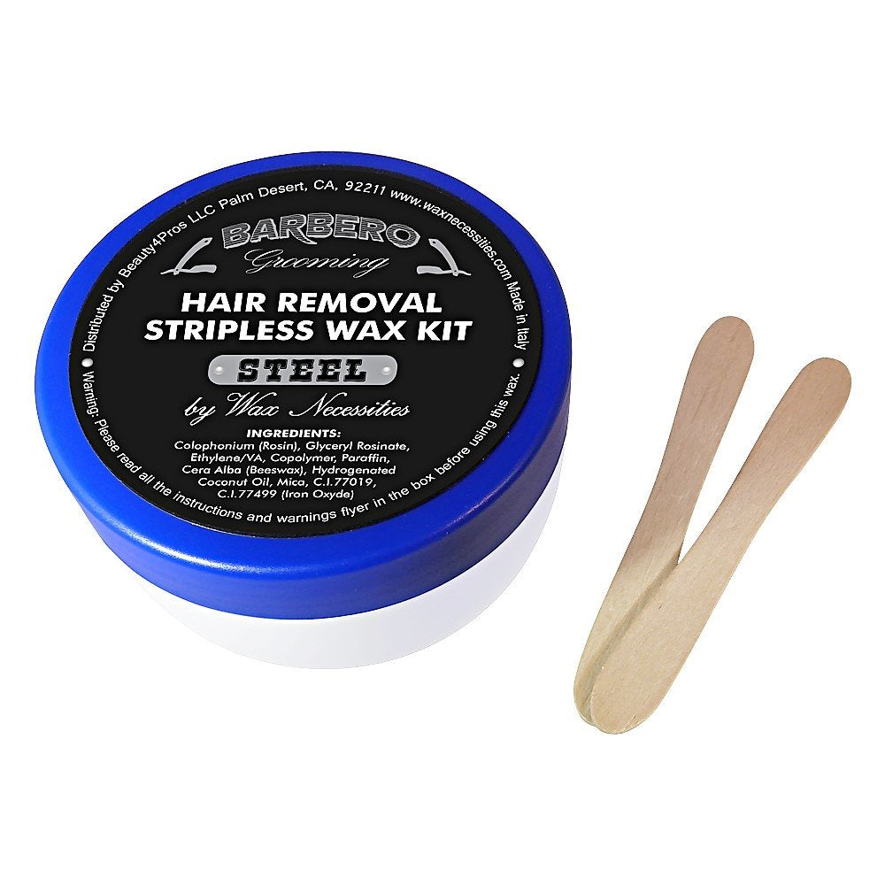 Waxness Barbero Steel Hard Wax Beads, Microwavable Wax Kit 8.45 fl oz (250 ml) - Stripless Hard Wax for Men’s Grooming, Effective on Coarse Hair Beauty and Personal Care Waxness