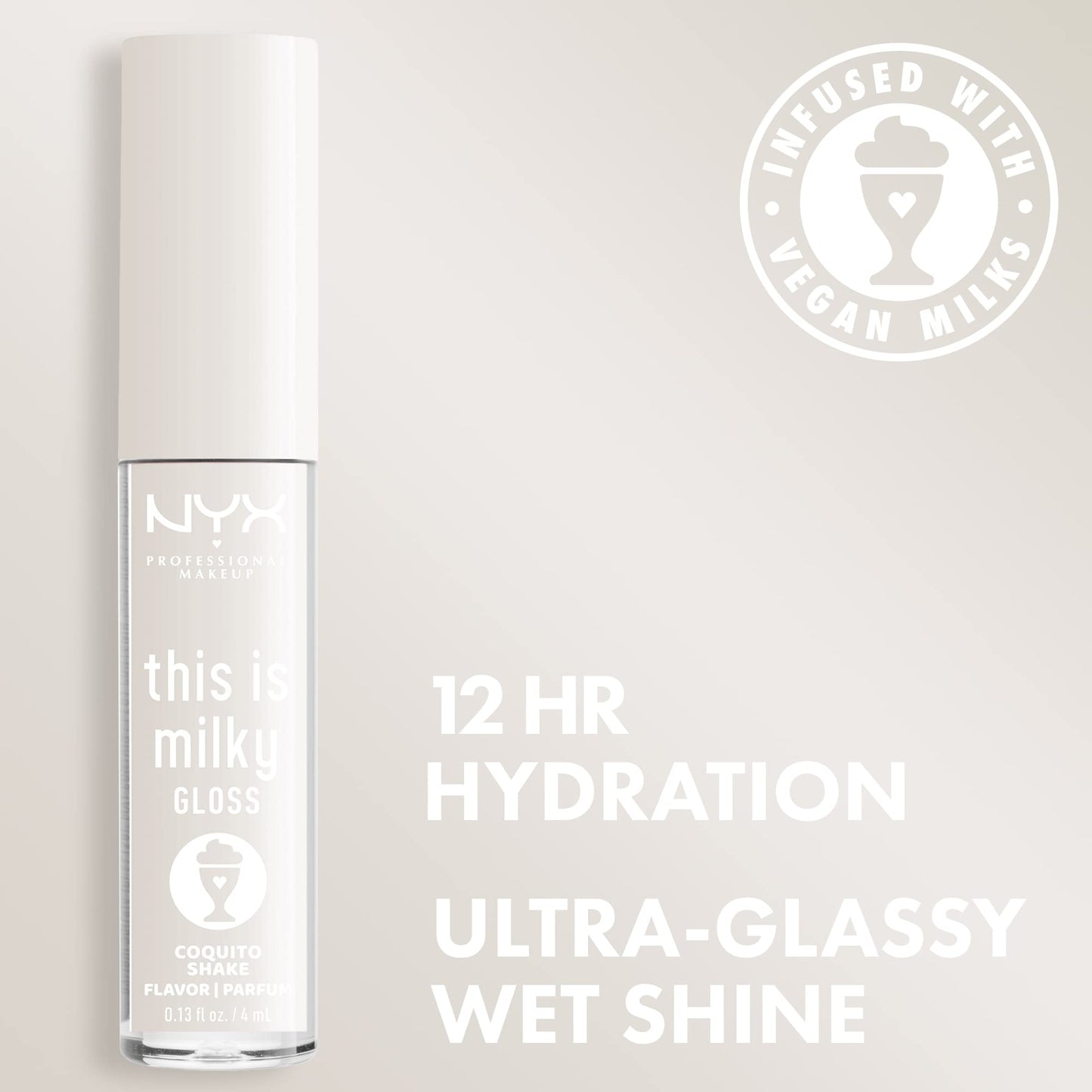 NYX PROFESSIONAL MAKEUP This Is Milky Gloss, Lip Gloss with 12 Hour Hydration, Vegan - Coquito Shake (Milky Clear)