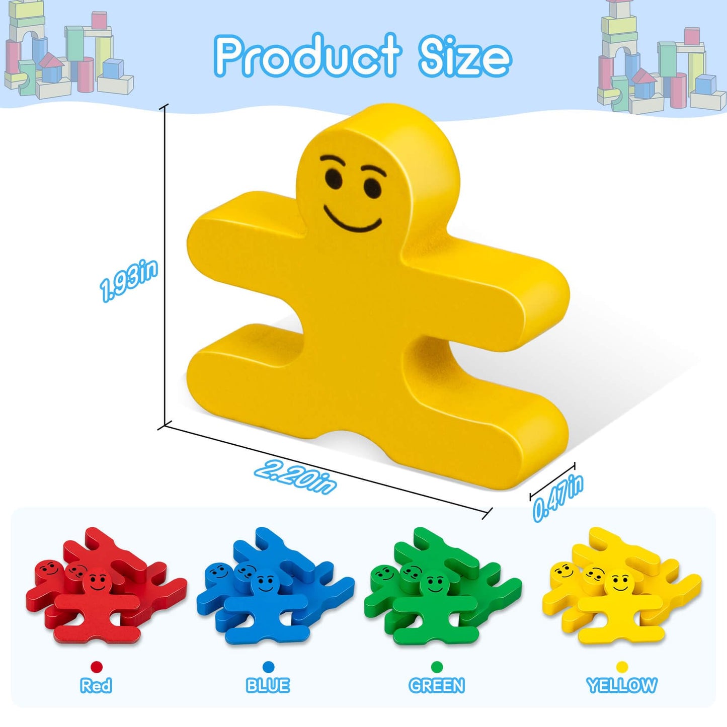 GIFT4KIDS Montessori Toys – 16pcs Wooden Building Blocks for Toddlers Ages 1-4, Stacking Sensory Toys & Birthday Gifts for Boys & Girls