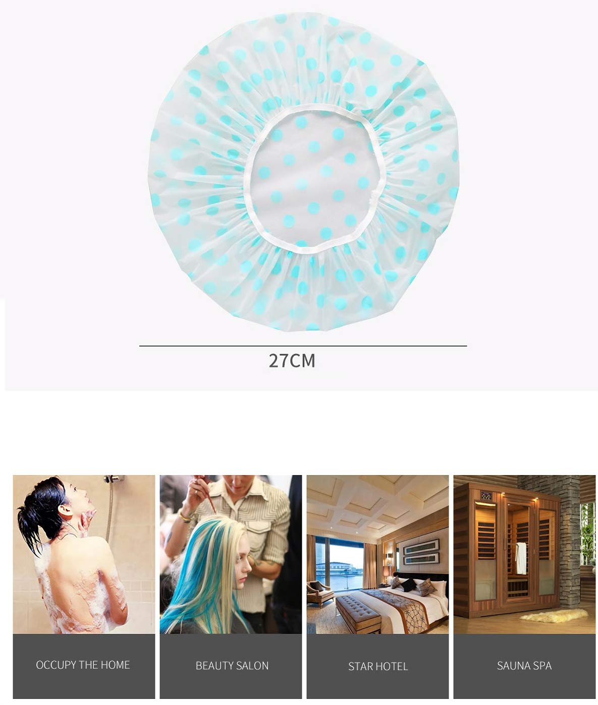 TCOTBE 6 Pieces Waterproof EVA Plastic Shower Cap,Elastic Reusable Bathing Cap,Beauty Salon Spa Lace Elastic Band Flower Printed Hat Environmental