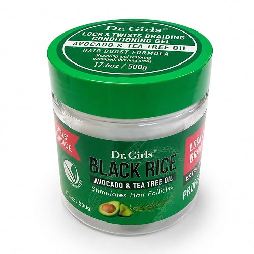 R&B Collection Dr. Girls Braiding Gel/17.6 oz/48H Extra Mega Hold (Black Rice with Avocado & Tea Tree Oil)