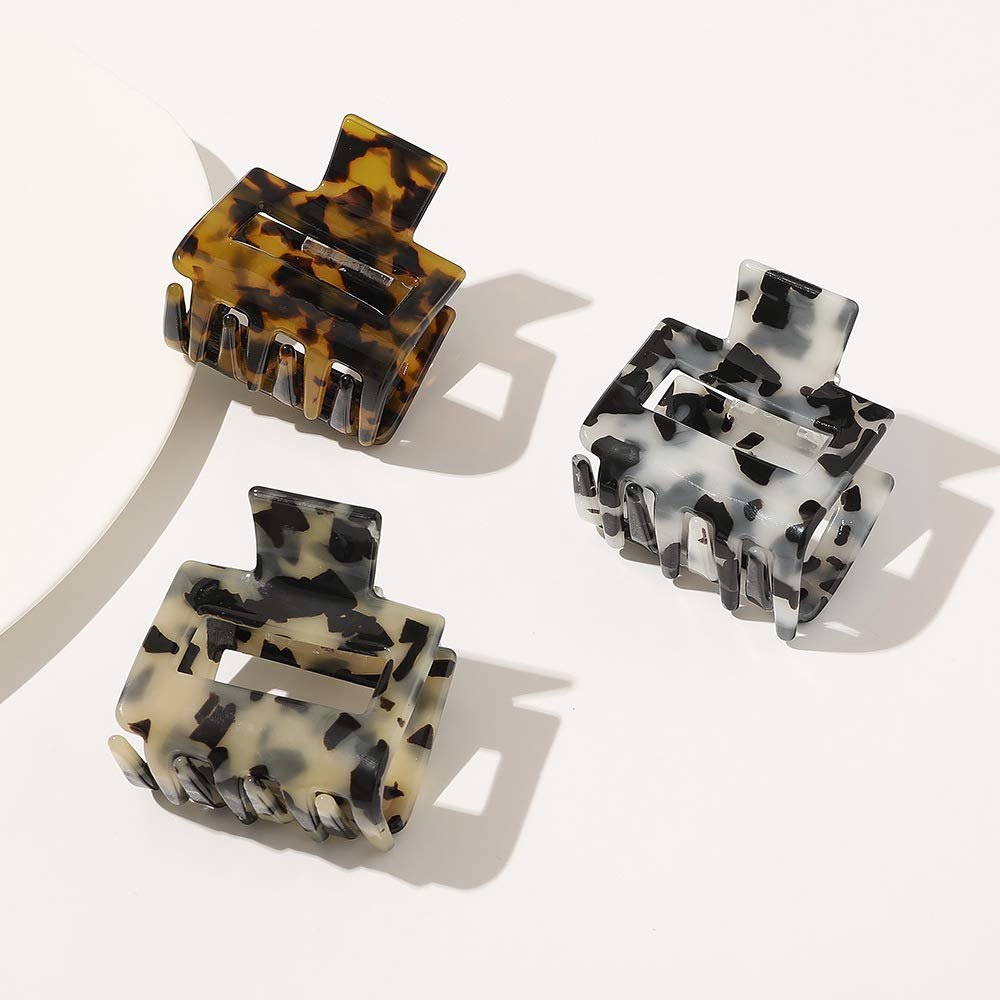 3PCS Hair Claw Celluloid Acetate Jaw Hair Claws, Tortoise Barrettes Shell Claws, Banana Clips tortoise Hair Clips,Leopard print Hair Barrettes