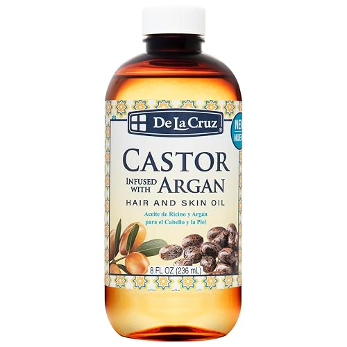 De La Cruz® Castor Infused with Moroccan Argan Hair and Skin Oil Blend 8 FL. OZ. (236 mL)