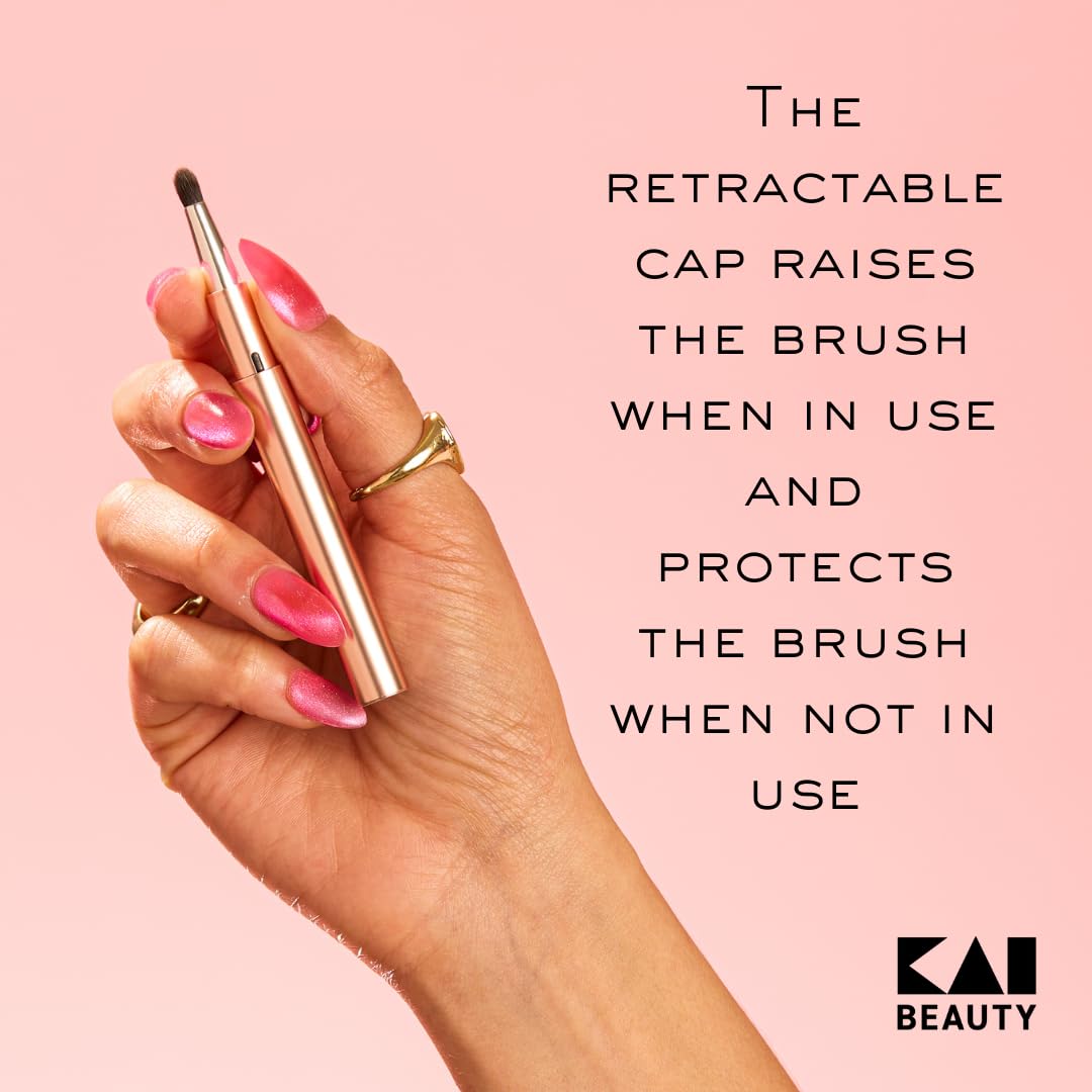 Kai Mini Maru On-the-Go Compact Eyeshadow Brush, Precision Makeup Brush with Soft Bristles, Ideal for Inner Corners and Detail, Travel Makeup Brush