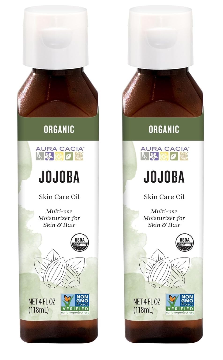 Aura Cacia Organic Skin Care Oil, Balancing Jojoba, 4 Fluid Ounce (Pack of 2)