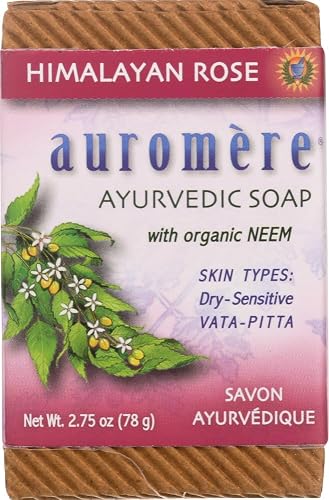 Auromere, Ayurvedic Soap, with Organic Neem, Himalayan Rose, 2.75 oz (78 g) - 3PC