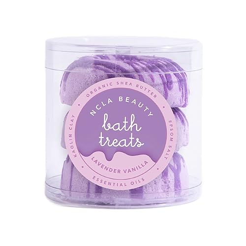 NCLA - Bath Treats All-Natural Bath Bombs (Set of 3) | Vegan, Cruelty-Free, Clean Skincare (Lavender Vanilla)