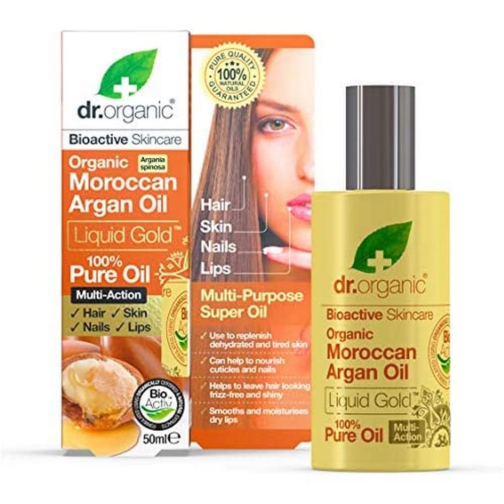 DR ORGANIC Moroccan Argan Oil 100% Pure Oil, Replenishing, For Hair, Skin & Nails, Mens, Womens, Natural, Vegan, Cruelty-Free, Paraben & SLS-Free