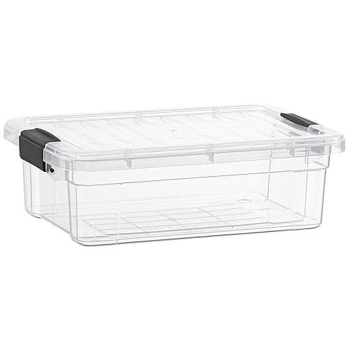 Superio Clear Plastic Storage Bins with Lid, 4.5 Quart Box, Organizing Containers, Stackable Plastic Tote for Home, Garage, Dorm, School, and Office