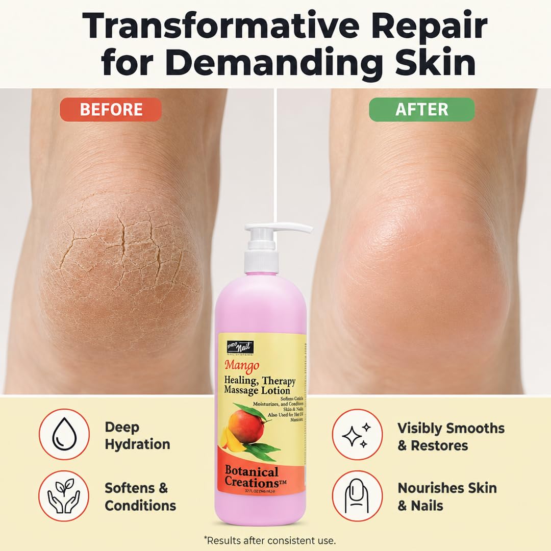 PRO NAIL - Healing Therapy Massage Lotion - Professional Pedicure, Body and Hot Oil Manicure, Infused with Natural Oils, Vitamins, Panthenol and Amino
