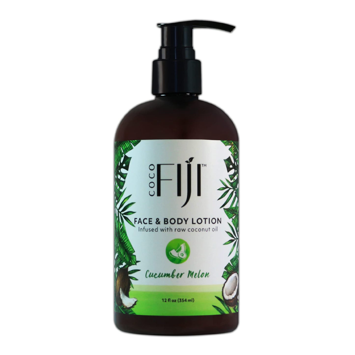 Coco Fiji Face & Body Lotion Infused With Coconut Oil | Lotion for Dry Skin | Moisturizer Face Cream & Massage Lotion for Women & Men | Cucumber Melon