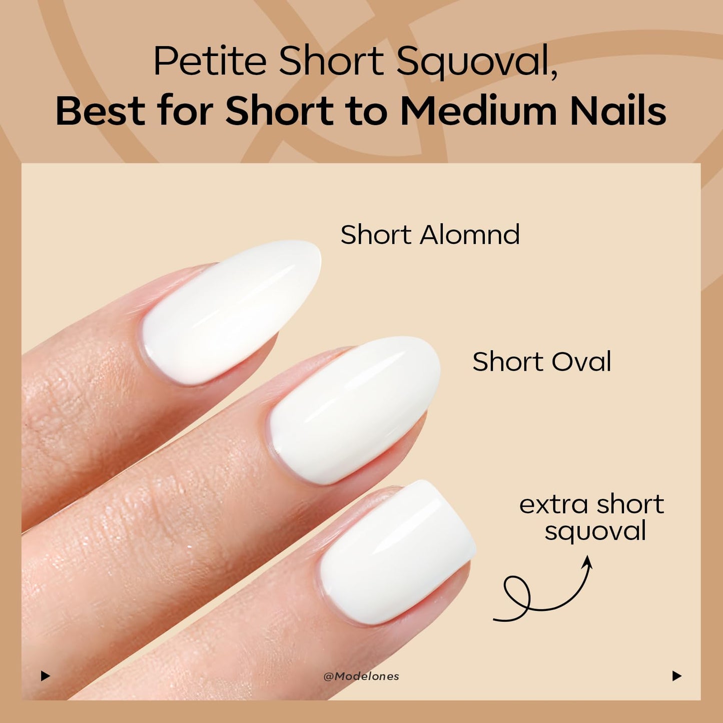 Modelones Extra Short Press on Nails, Milky White Squoval Fake Nails, Reusable Nail Kit with Nail Glue Adhesive Tabs Mini Nail File, Nails Press Ons Beauty and Personal Care modelones