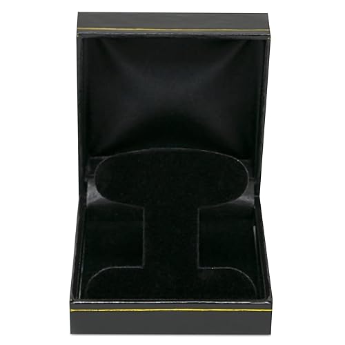 Novel Box Black Jewelry Box for Earrings Tree 2.5x2.75x1.62 Inches - Earring Gift Boxes with Gold Trim - Faux Leatherette Earring Storage Case - Gift…