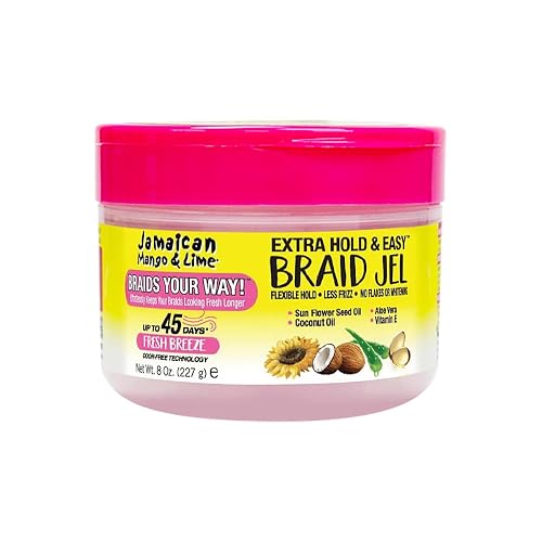 Jamaican Mango & Lime Braids Your Way Extra Hold & Easy Braid Jel - Non-Flaking Gel for Braids, Twists & Locs - Smooths Edges, Controls Frizz, Adds