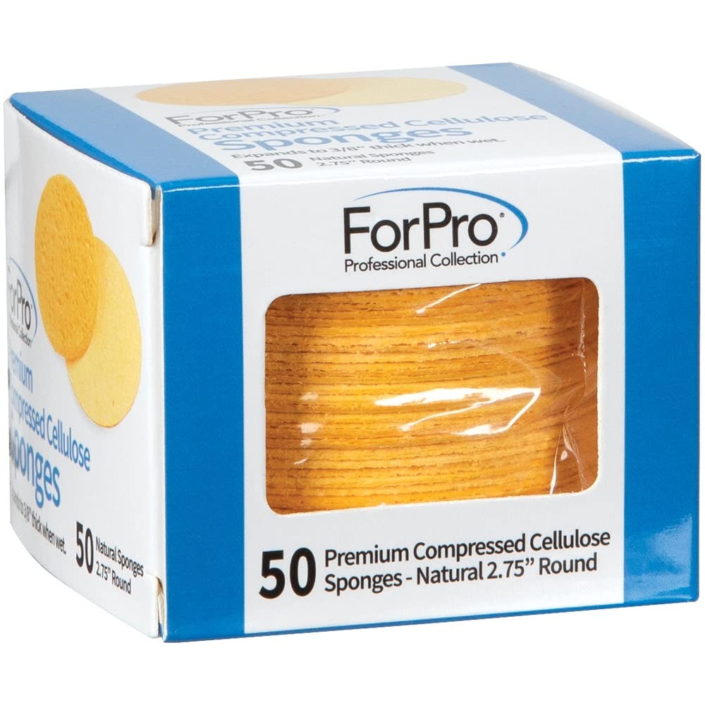 ForPro Professional Collection Premium Compressed Facial Sponges, 50-Count Cellulose Sponges for Facial Cleaning, Exfoliating and Makeup Removal