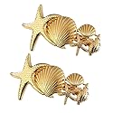 2 Pack Metal Starfish Shell Hair Clips French Barrettes Pins Slides Stylish for Women Girl Gold or Silver Hair Jewelry Accessories (Gold)