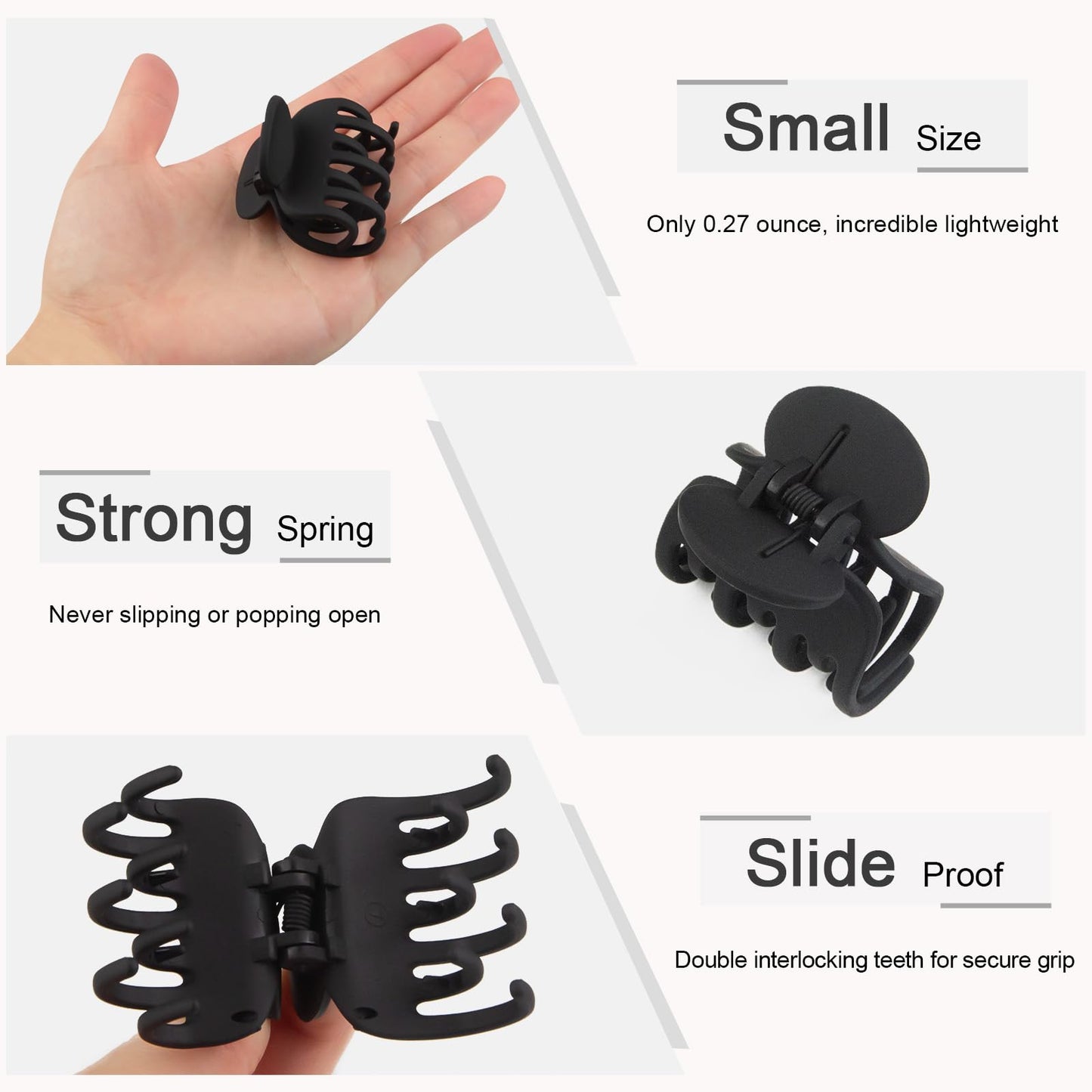 1.6" Matte Jaw Clamps for Women's Strong Hold and Hair Styling - Double Row Teeth Claw Clips for Thin, Fine and Thick Hair (8PCS) Beauty and Personal Care Viabty
