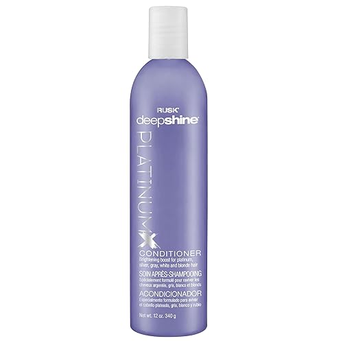 RUSK Deepshine Platinum Conditioner, Gentle Conditioner Eliminates Brassiness, Brightening Boost for Platinum, Silver, Gray, White, and Blonde Hair