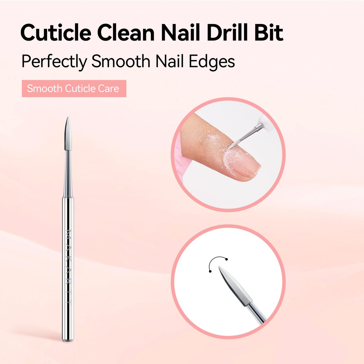 Makartt Flame Cuticle Nail Drill Bit - 3/32" Shank Tungsten Carbide Bit for Nail Drill Machine Professional Shape Bit for Cuticle Cleaning, Smooth Gel Beauty and Personal Care Makartt