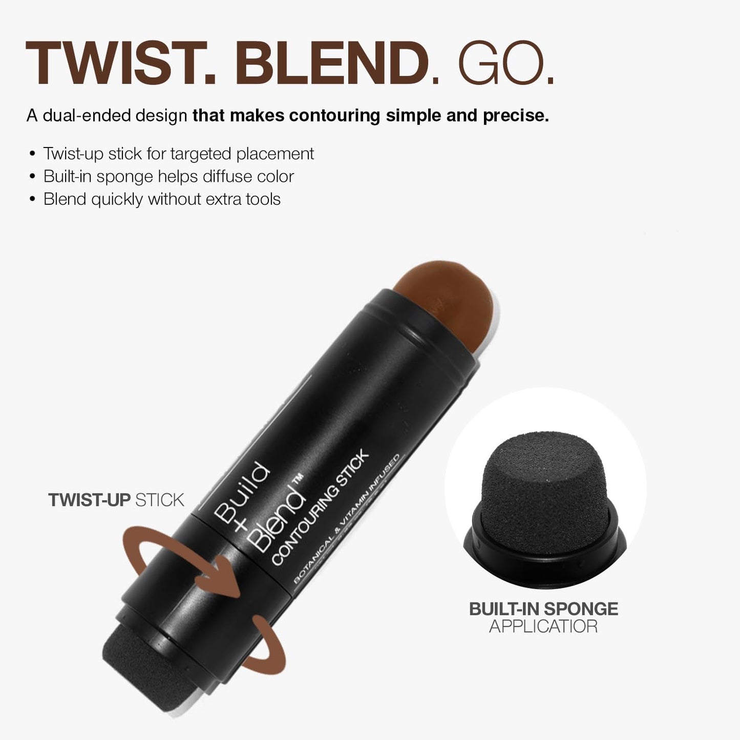 Palladio Contouring Makeup Stick BUILD + BLEND Contour Stick Makeup, Face Makeup for Perfect Sculpting Look, 0.23 Ounce (Warm Brown)