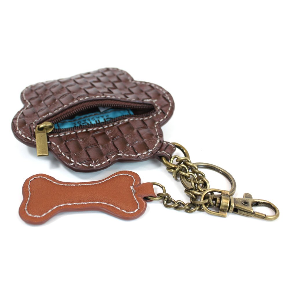 Chala Canvas Crossbody Messenger handBags with Keyfob/Coin Purse - (Green Paw) (Mauve- Teal Paw)