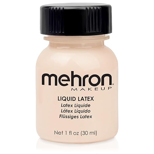 Mehron Makeup Liquid Latex | SFX Makeup | Halloween | Latex Glue for Skin | Special FX Prosthetic Glue 1 fl oz (30 ml) (Light Flesh) | Made in the USA