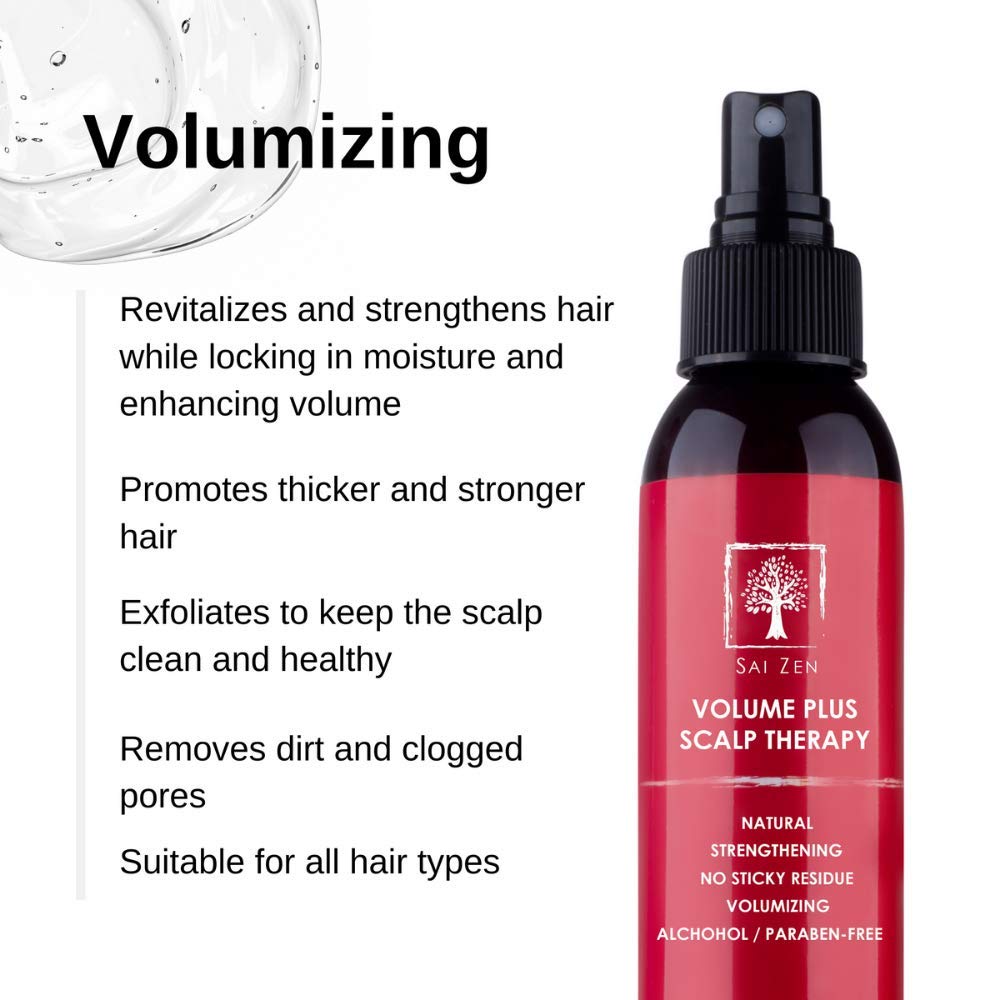 Sai Zen Volume Plus Scalp Therapy Spray | Post-Shower Hair Strengthening Formula | Made in USA |Alcohol and Paraben Free, 4 oz.