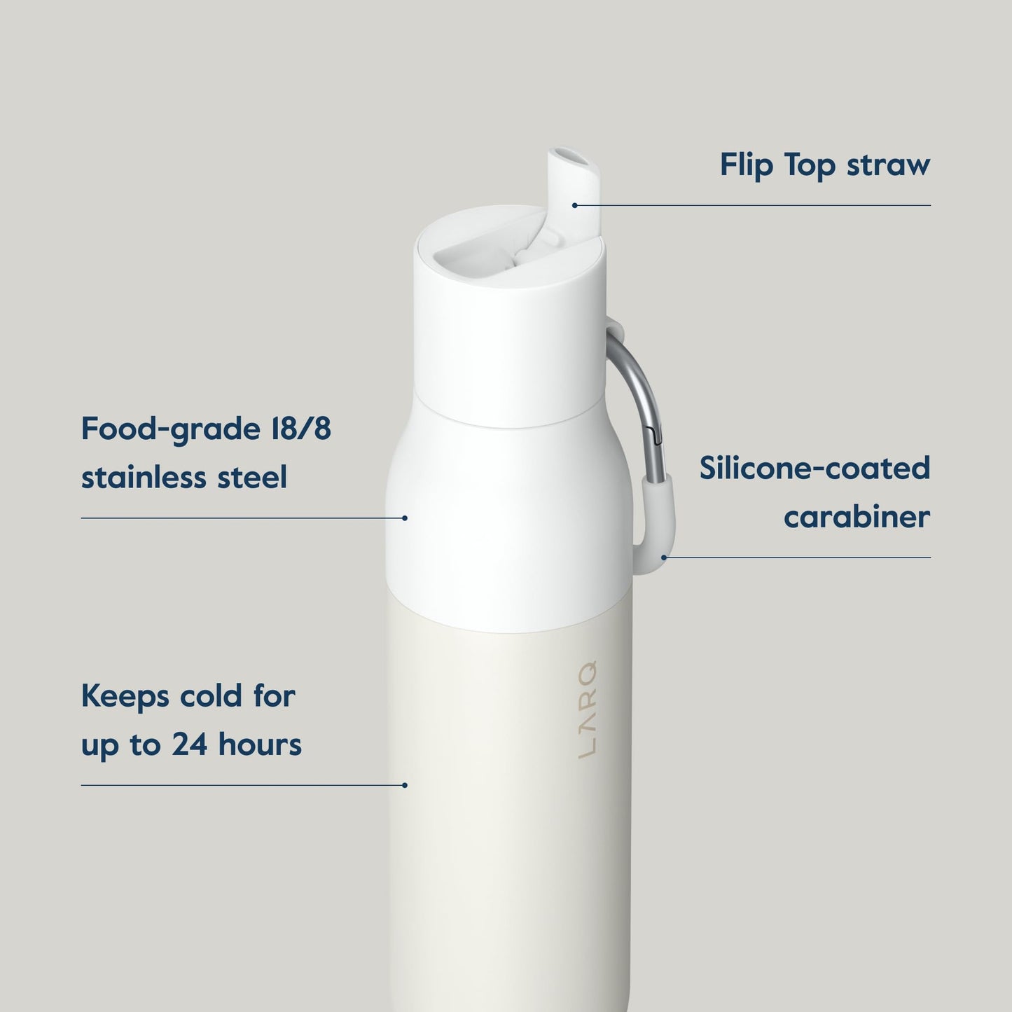 LARQ Flip Top 25 oz Insulated Stainless Steel Water Bottle With Straw | Thermos, BPA Free | Reusable Bottle for Sports, Gym, Travel | Keeps Drinks
