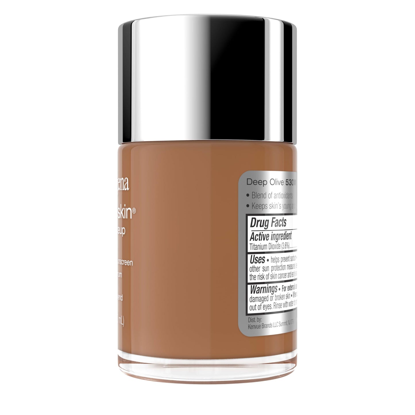 Neutrogena Healthy Skin Liquid Foundation Makeup Broad Spectrum SPF 20 Sunscreen, Medium Coverage, Vit B5, Antioxidants, All Day Wear, Deep Olive