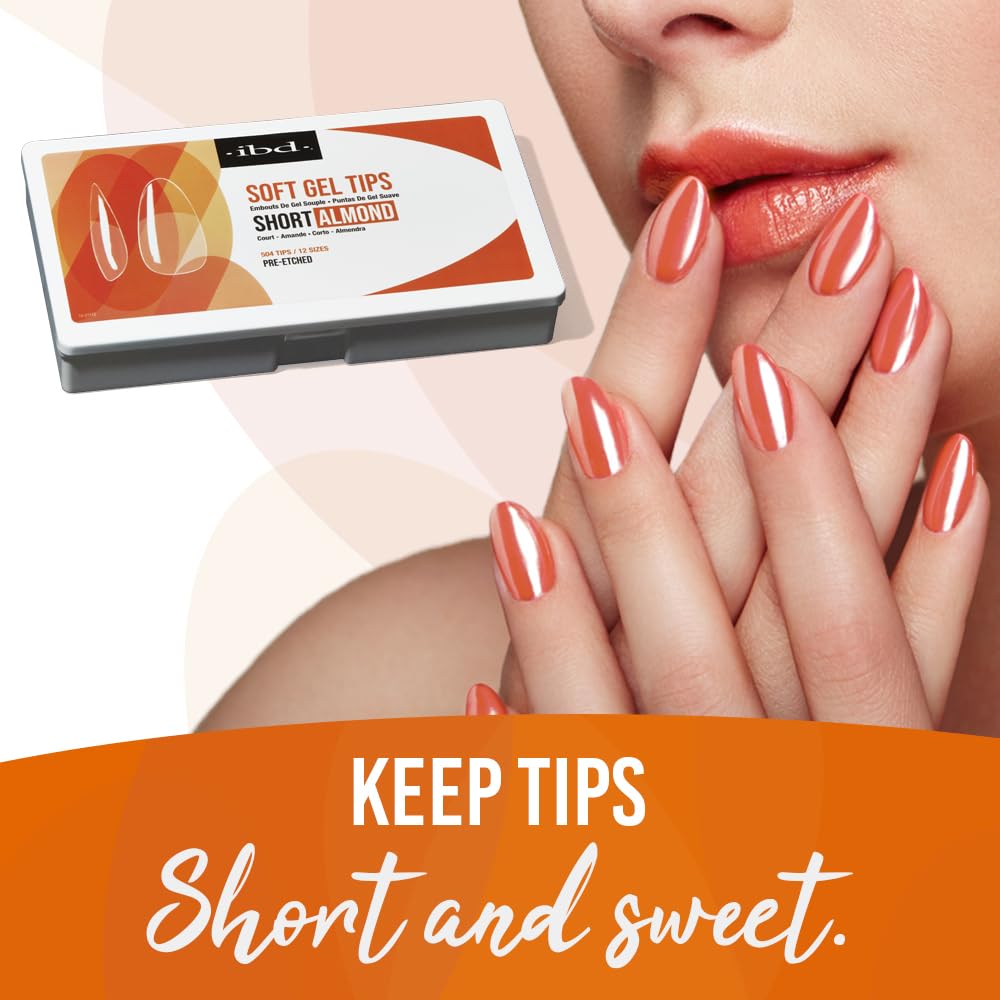 IBD Clear Soft Gel Nail Tips - Pre-Etched Short Almond Nail Tips for Strong Adhesion Acrylic Gel Extensions, Easy Press On DIY Nail Art, 504 Pcs, 12 Beauty & Personal Care IBD