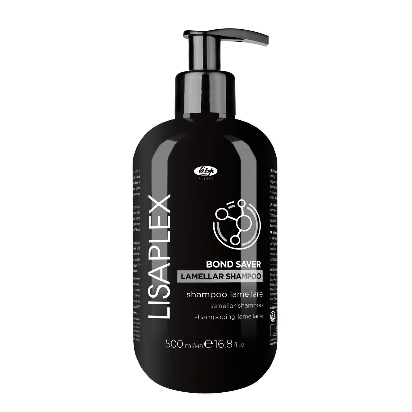 Lisap Lisaplex Bond Saver Lamellar Shampoo for All Hair Types - Damaged Hair Repair, Care & Strengthen, Sulfate Free, 16.9 fl oz