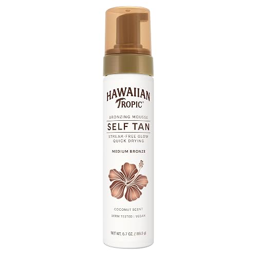 Hawaiian Tropic Aloha Glow Self Tanning Mousse, Express Tan, 6.7 oz, Self Tanner Mousse, Fake Tan, Self Tan Mousse, 1 Hour Express Self Tanner Foam