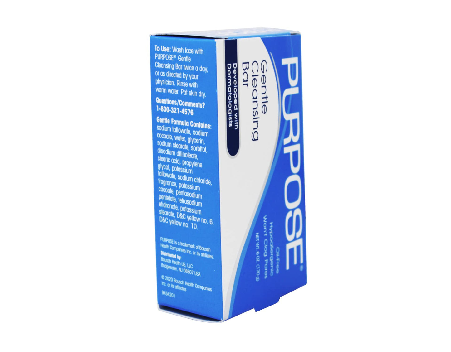 PURPOSE Gentle Cleansing Bar, Gentle As Water, All Skin Types, For Sensitive & Dry Skin, Oil-free, Hypoallergenic, Sulfate-Free, 6 oz Bar (Pack of 2)