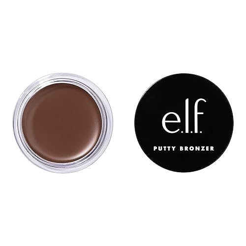 e.l.f. Putty Bronzer, Creamy & Highly Pigmented Formula, Creates a Long-Lasting Bronzed Glow, Infused with Argan Oil & Vitamin E, Beach, Please!, 0.35