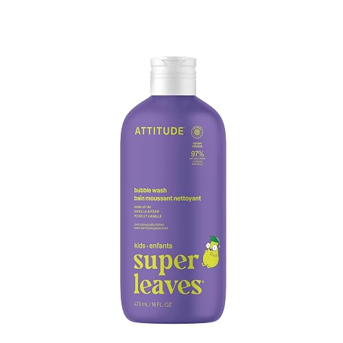 Attitude Bubble Wash for Kids, EWG Verified Bubble Bath, Hair Shampoo and Body Soap, Dermatologically Tested, Plant- and Mineral-Based, Vegan, Vanilla
