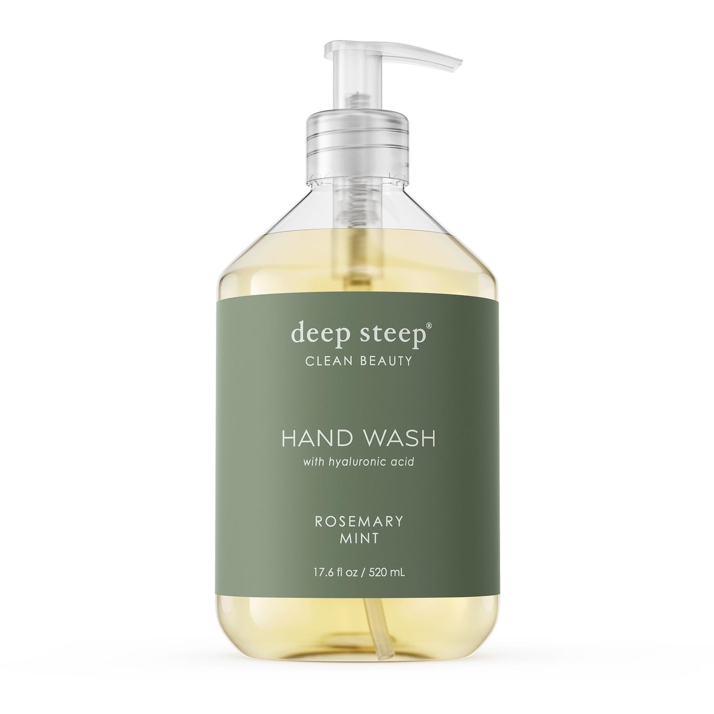 Deep Steep Liquid Hand Wash, Rosemary Mint, 17.6 oz - Moisturizing Cleanser with Olive Oil, Aloe Vera, Glycerin & Hyaluronic Acid - Vegan, Clean