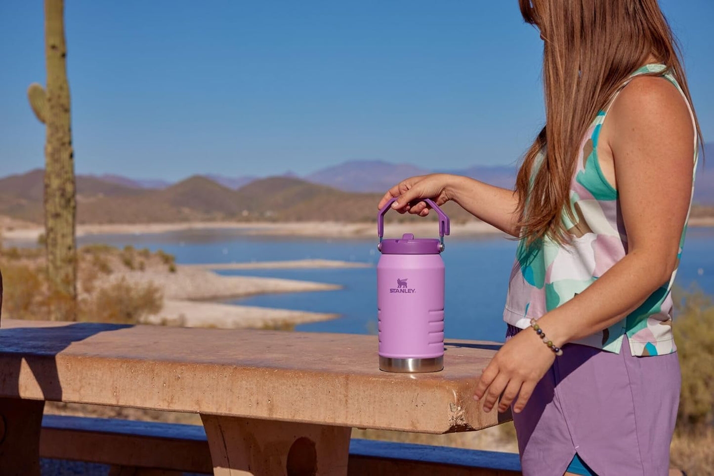 Stanley IceFlow Flip Straw Jug with Handle 64 oz| Twist On Lid and Flip Up Straw | Leak Resistant for Travel and Sports | Insulated Stainless Steel