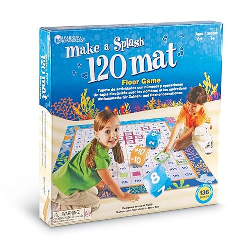 Learning Resources Make a Splash 120 Mat Floor Game - Math Manipulatives, Addition and Subtraction Board Games , Classroom Must Haves, Homeschool…