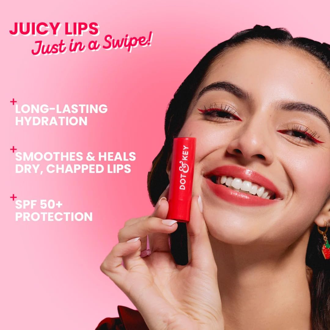 Dott & Keyy Barrier Repair Hydrating Lip Balm, Strawberry Red, High Tinted, SPF 50 Protection, 4.5g Beauty and Personal Care Metrey Herbotech