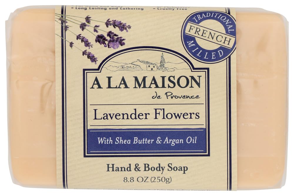 A La Maison de Provence Lavender Flowers Hand and Body Soap (Pack of 2) With Shea Butter and Olive Oil, 8.8 oz Each