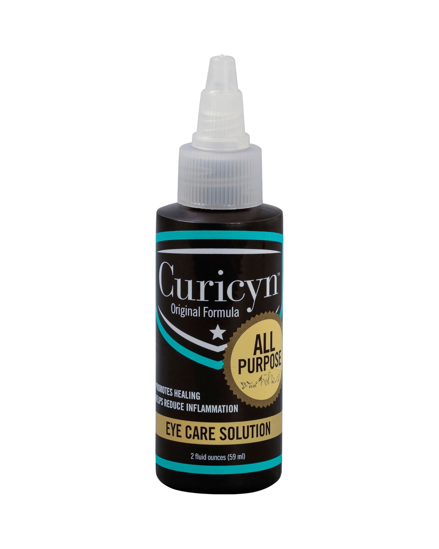Curicyn Eye Care Solution 2 fl. oz. - Original Formula for Gentle Eye Relief - Non-Irritating Formula - All-Purpose Pet Eye Drops for Dogs, Cats