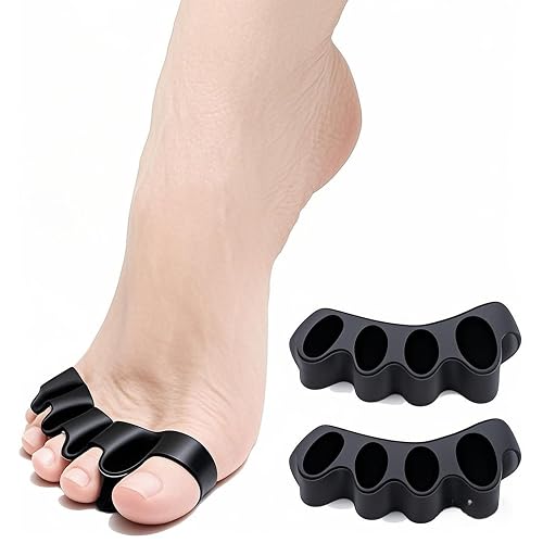 Toe Separator -Silicone Big Toe Corrector - Relieves Foot Pain, Hammer Toe, Bunions, and Curled Toe -1 Pair of Black Adjustable Toe Separator for Both Beauty & Personal Care WERNOKLE