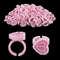 Eyelash Extension Supplies, 100PCS Volume Heart Glue Rings for Lashes Fan, Lash Glue Holder Ring Cups, Eyelash Glue Rings for Lash Extension Supplies