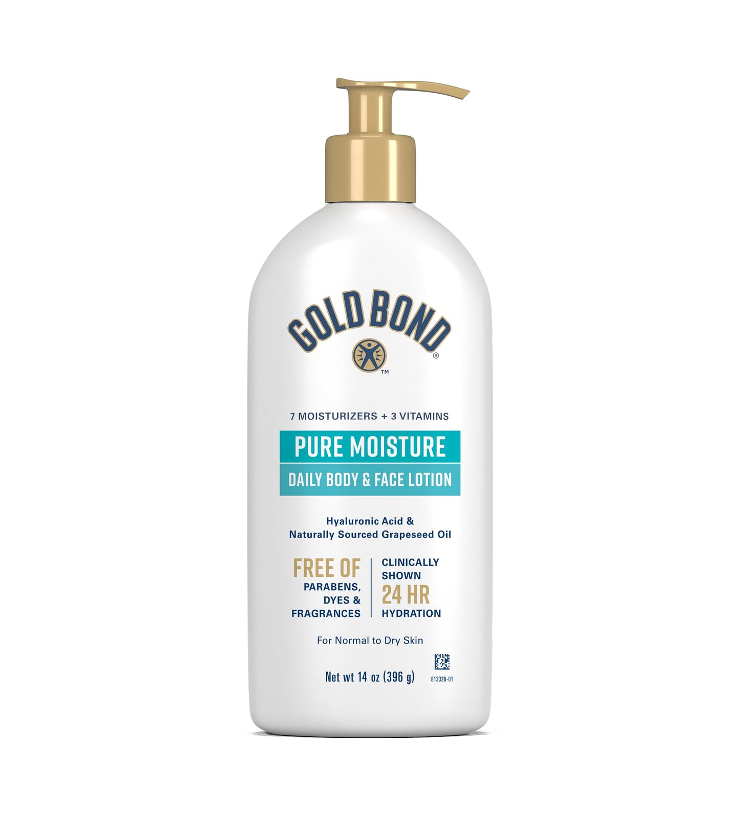 Gold Bond Pure Moisture Lotion, 14 oz., Ultra-lightweight Daily Body & Face Lotion for Dry Skin