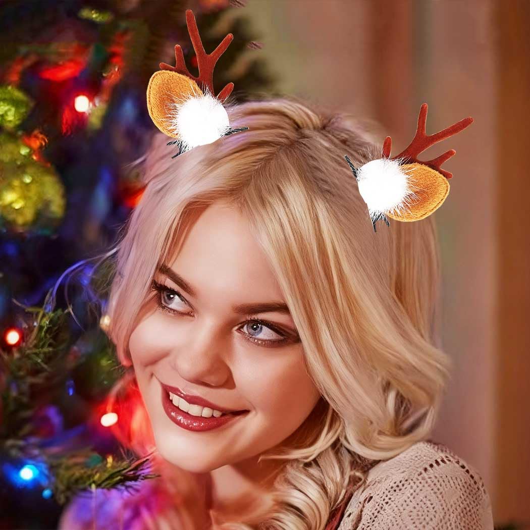 BARTOSI Christmas Hair Clips Reindeer Antlers Hair Clip Xmas Deer Antler Hairpins Holiday Hair Accessories for Women(Pack of 2)