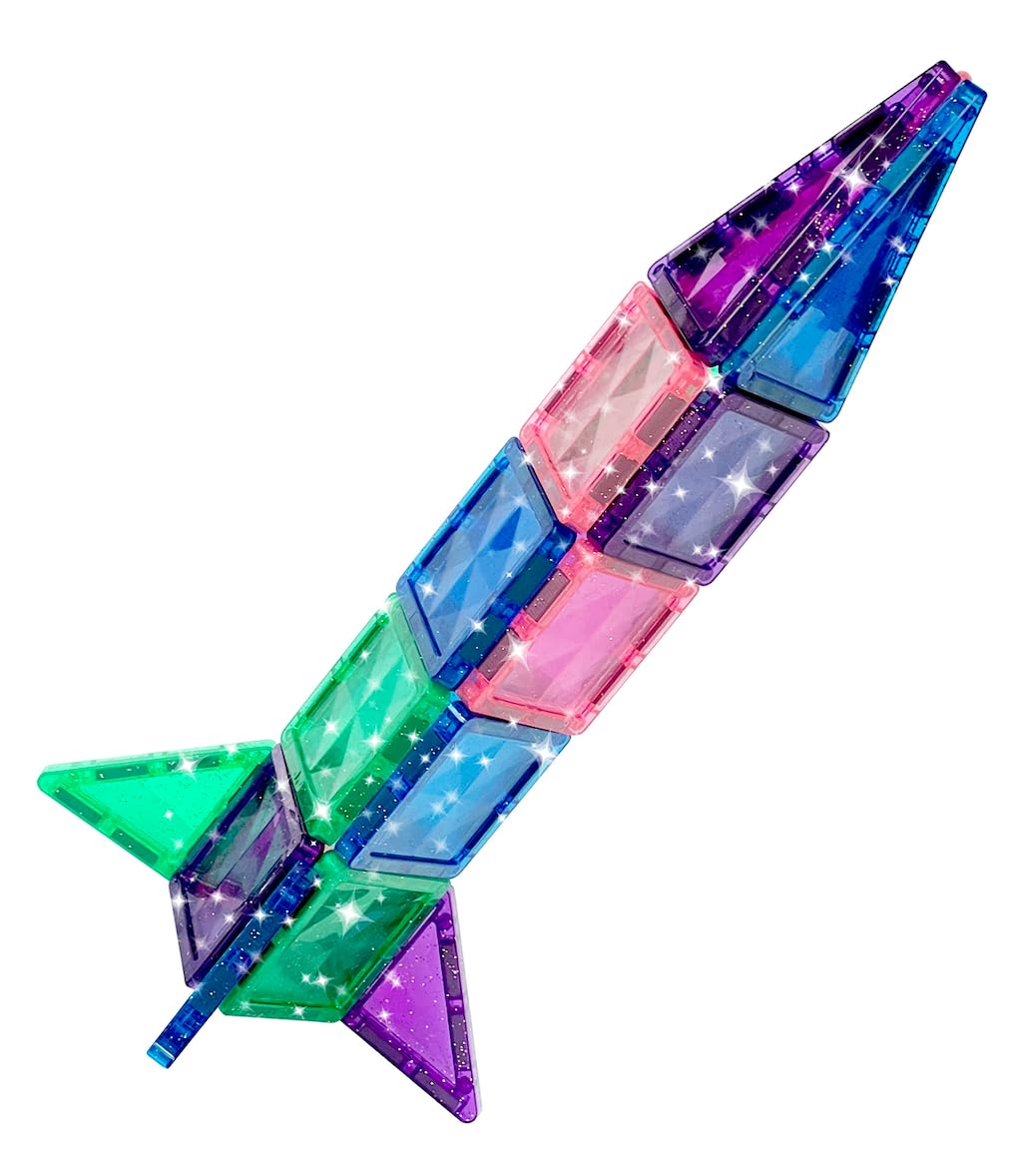 CreateOn Crayola Mini Magnetic PIP-Tiles 24pc Set (Glitter) – STEM Travel Building Toys for Kids Ages 3+, Boys & Girls