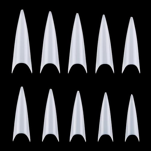 YIMART 500pcs Acrylic Medium Long Stiletto Nail Tips Easy Coffin Nails Sharp False Nail Art Tips For Nails Salon (White)