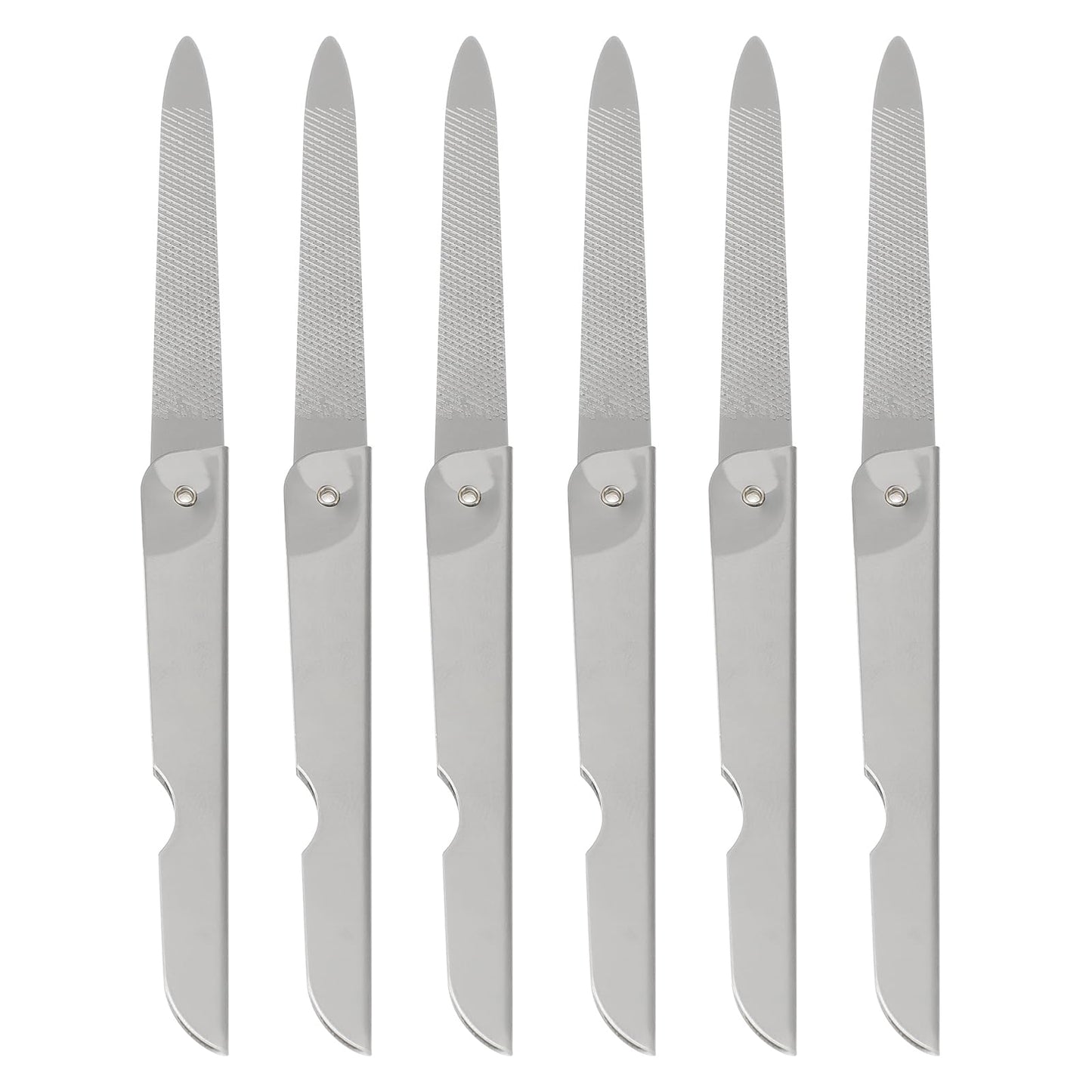 Lurrose 6pcs Foldable Nail File: Double-Sided Stainless Steel Folding Nail File - Portable Manicure Tools
